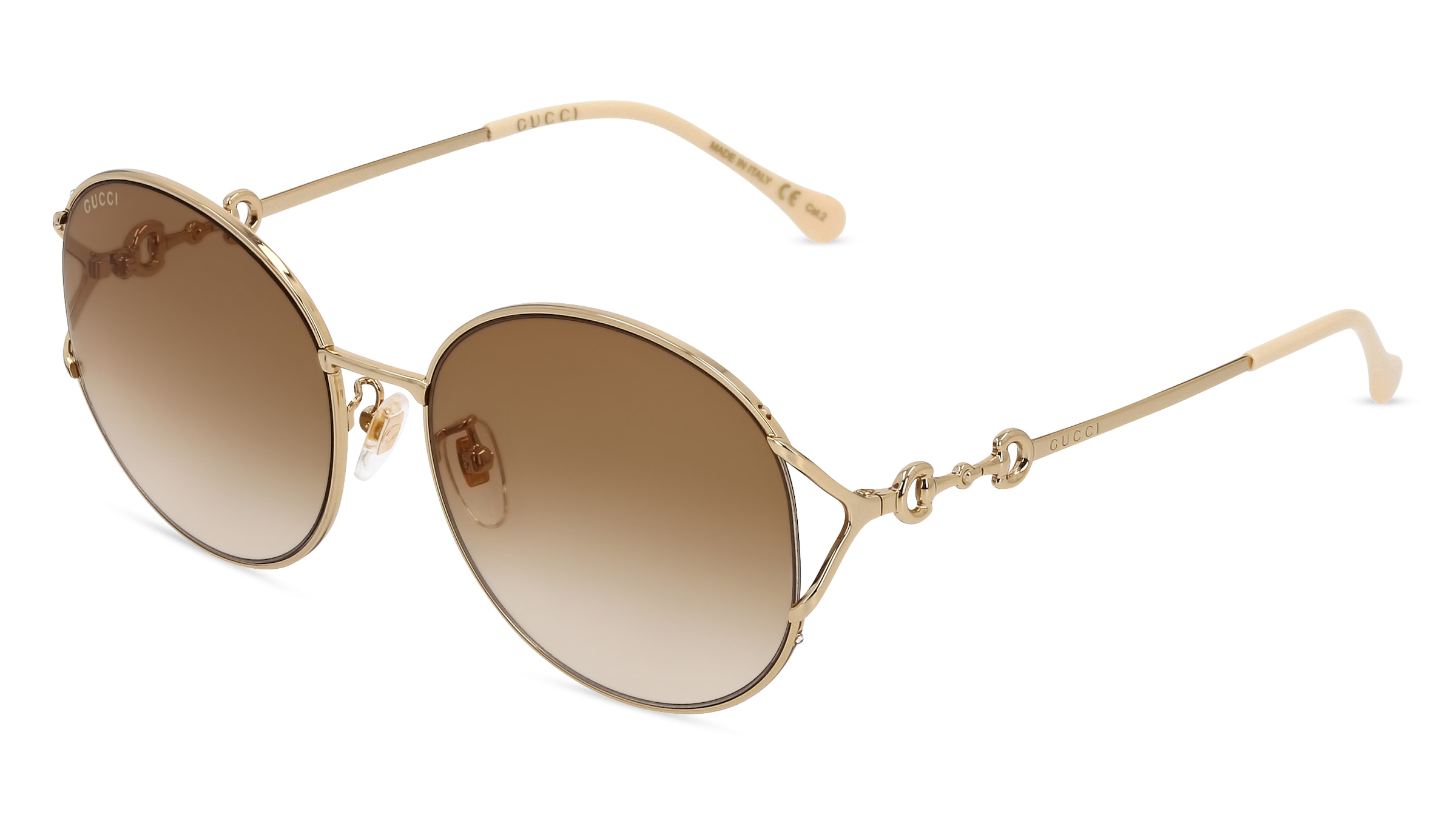 Gucci GG1017SK Damen-Sonnenbrille Vollrand Rund Metall-Gestell, gold