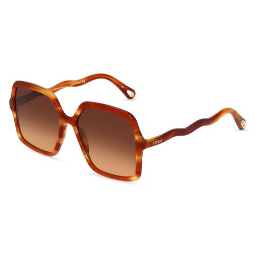 Chloé CH0086S Damen-Sonnenbrille Vollrand Eckig Bio-Acetat-Gestell, braun