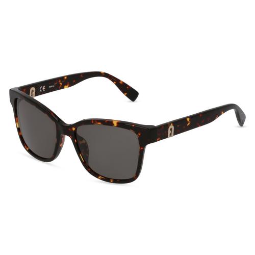 Furla SFU 470 Damen-Sonnenbrille Vollrand Eckig Acetat-Gestell, braun