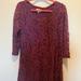 Anthropologie Dresses | Anthropologie Puella Marsala Lace Dress | Color: Purple/Red | Size: L