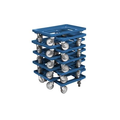 10 Stück Transportroller für Kisten 60 x 40 cm mit 4 Lenkrollen in Blau Image