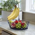 Gourmet Basics by Mikasa Lattice Farm Flatback Fruit Basket w/ Banana Hook, 13 Inch, Black Iron in Black/Gray | 13 H x 4 W x 10 D in | Wayfair