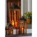 Evergreen Enterprises, Inc Wood & Metal Tabletop Lantern Set w/ LED Candles Wood in Brown | 28.3 H x 9.84 W x 9.84 D in | Wayfair 84G2761ECM