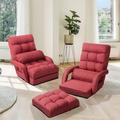 Viv + Rae™ Trule Folding Lazy Sofa Floor Chair Sofa Lounger Bed w/ Armrests & Pillow in Red | 28 H x 21.5 W x 26 D in | Wayfair