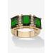 Women's Yellow Gold-Plated Emerald Cut 3 -Stone Simulated Birthstone & CZ Ring by PalmBeach Jewelry in May (Size 10)