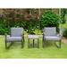 Modern Outdoor Patio 3-Piece Furniture Set Metal Rocker Chair Set with Square Table