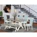 East West Furniture Dining Table Set- a Dining Table and Baby Blue Linen Fabric Upholstered Chairs, Linen White(Pieces Options)