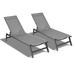 Global Pronex Outdoor 2-Pcs Set Chaise Lounge Chairs,Five-Position Adjustable Aluminum Recliner,All Weather for Patio,Beach
