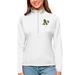 Women's Antigua White Oakland Athletics Tribute Quarter-Zip Pullover Top