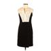Fashion Star Casual Dress - Sheath V Neck Sleeveless: Black Color Block Dresses - Women's Size 4