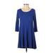 Socialite Casual Dress - A-Line: Blue Print Dresses - Women's Size Small