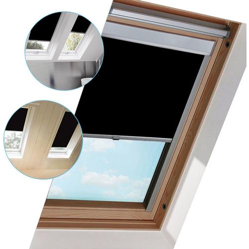 Dachfenster Rollo Verdunkelungsrollo & Thermo Hitzeschutz für VELUX Dachfenster / F04 Schwarz