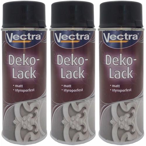 Vectra ® - 3x Dekolack schwarz matt 400ml Lackspray Farbspray Sprühdose Spraydose
