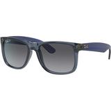 Ray-Ban Justin Sunglasses - Mens Grey Gradient Polarized Lenses Transparent Blue Frame 55 RB4165-6596T3-55