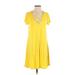 Socialite Casual Dress - A-Line: Yellow Solid Dresses - Women's Size Small