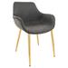 LeisureMod Markley Modern Leather Dining Armchair Kitchen Chairs with Gold Metal Legs in Charcoal Black - LeisureMod ECG26BL