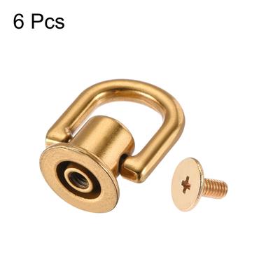 12x10mm Ball Post Head Button Studs with D Ring for DIY Gold Tone 6pcs - Gold Tone