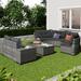 8-pieces Outdoor Wicker Round Sofa Set, Half-Moon Sectional Sets