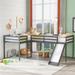Merax L-Shaped Twin Size Wood Loft Bed with Ladder and Slide