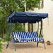 Outsunny 3-Person Porch Swing with Canopy, Patio Swing Chair, Outdoor Canopy Swing Bench with Adjustable Shade, Cushion