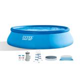 Intex Inflatable Easy Set Above Ground Round Swimming Pool Set with 15' Cover - 89