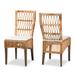 Sullivan Modern Bohemian Natural Brown Rattan 2-Piece Dining Chair Set