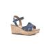 Women's White Mountain Simple Wedge Sandal by White Mountain in Denim Blue Fabric (Size 11 M)