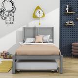 Red Barrel Studio® Twin Platform Bed w/ Trundle Wood in Gray | 40 H x 41 W x 79 D in | Wayfair 443FCEB7FB634964B5BA84E2CB663DDC