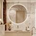 Orren Ellis Round Frameless Lighted Bathroom/Vanity Mirror Dimmable Anti-Fog Wall Mounted Mirror in White | 36 H x 36 W x 0.98 D in | Wayfair