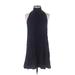 Soprano Casual Dress - A-Line High Neck Sleeveless: Blue Solid Dresses - Women's Size Small