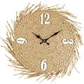 Rebecca Mobili Horloge Murale Grand en Bois Paille, Beige, Style Rustique pour Cuisine Salon 45 cm