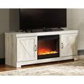 Signature Design by Ashley Esmarelda TV Stand for TVs up to 70" w/ Fireplace Included Wood in Brown | 25.79 H x 63.39 W x 19.33 D in | Wayfair