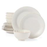 Lenox French Perle Groove 12-Piece Plate & Bowl Set Ceramic/Earthenware/Stoneware in White | Wayfair 870010