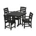 POLYWOOD® Lakeside 5-Piece Farmhouse Trestle Arm Chair Outdoor Dining Set Plastic in Black | 37.63 W x 37.5 D in | Wayfair PWS638-1-BL