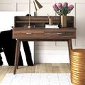 Mercury Row® Avaline Mid-Century Modern Walnut Finished 2-Drawer Desk Wood in Brown | 36.77 H x 40.16 W x 15.59 D in | Wayfair