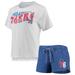 "Women's Concepts Sport Royal/White Philadelphia 76ers Resurgence Slub Burnout Raglan T-Shirt & Shorts Sleep Set"