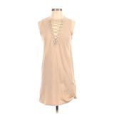 Forever 21 Casual Dress - Shift Crew Neck Sleeveless: Tan Print Dresses - Women's Size X-Small