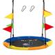 Maxmass 100cm Saucer Tree Swing, Round Hanging Swing with Colorful Flags and Adjustable Braided Ropes, Kids Nest Swing Set for Indoor Garden Playground, Up to 150kg (Monkey)