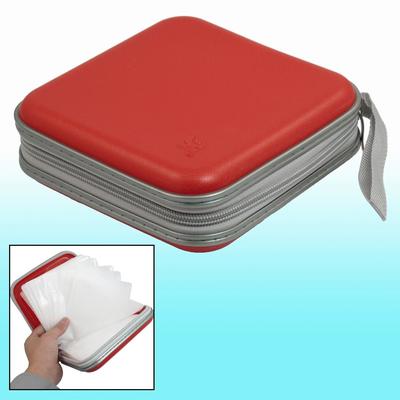 Red Square Shaped 40Pcs Capacity CD DVD Organizer Case Holder