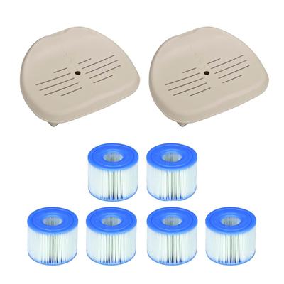 Intex Pure Spa Hot Tub Seat Accessory (Pair) + PureSpa Type S1 Filters (6 Count) - 9