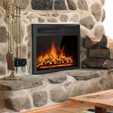 18" Electric Fireplace Insert Freestanding and Recessed Heater Log Flame Remote - 19.5" x 10" x 18.5" (L x W x H)