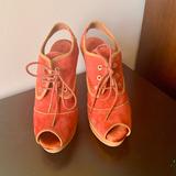 Giani Bernini Shoes | Giani Bernini Red Suede Peep Toe Platform Sandals. Size 8 | Color: Orange/Red | Size: 8