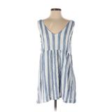 Shein Casual Dress - A-Line Plunge Sleeveless: Blue Print Dresses - Women's Size X-Small