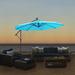 10 FT Solar LED Patio Outdoor Umbrella Hanging Cantilever Umbrella Offset Umbrella Easy Open Adustment with 24 LED Lights