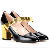 Gucci Shoes | Gucci Leather Gold Bow Black Mary Jane Pumps, 7 | Color: Black | Size: 7