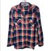 American Eagle Outfitters Tops | American Eagle Boyfriend Fit Medium Plaid Flannel | Color: Blue/Pink | Size: M