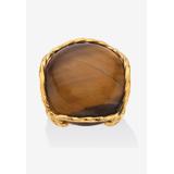 Women's Yellow Gold-Plated Genuine Brown Tiger'S Eye Pillow Ring by PalmBeach Jewelry in Tigers Eye (Size 6)