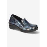 Extra Wide Width Women's Leeza Slip On by Easy Street in Silver Blue Paisley (Size 9 1/2 WW)