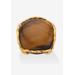 Women's Yellow Gold-Plated Genuine Brown Tiger'S Eye Pillow Ring by PalmBeach Jewelry in Tigers Eye (Size 7)