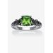 Women's Cushion-Cut Birthstone Ring In Sterling Silver by PalmBeach Jewelry in August (Size 7)